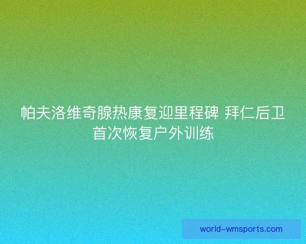 帕夫洛维奇腺热康复迎里程碑 拜仁后卫首次恢复户外训练